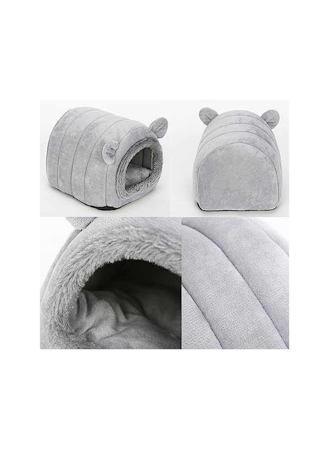 Hedgehog Bed Cave Nest Hideout, Hamster Guinea Pigs Small Animals Cage Supplies Warm House-Gray - Image 5